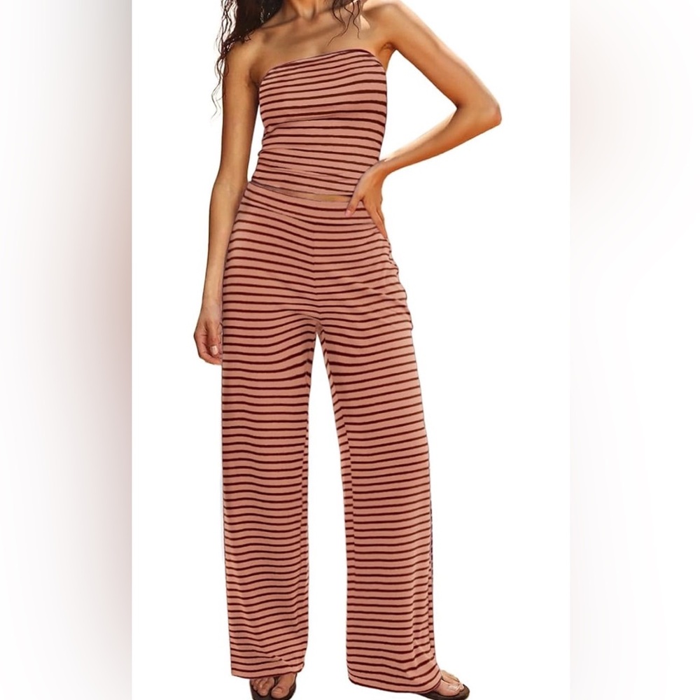 NWOT Striped Strapless two piece Set